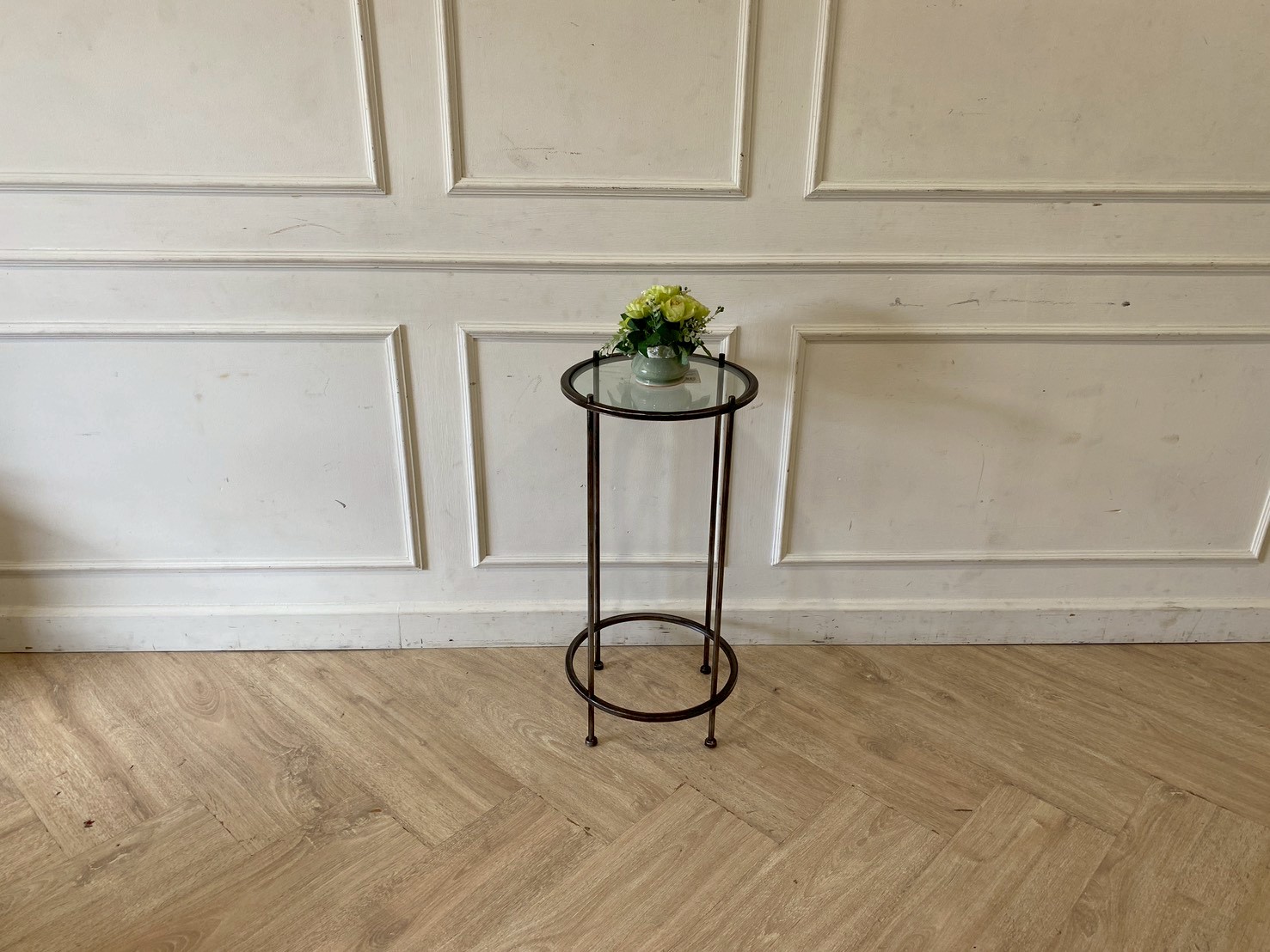 โต๊ะกลาง กระจก ขาเหล็ก (1)