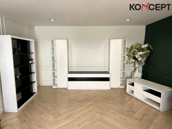 电视柜，架子，黑色和白色，Koncept 品牌