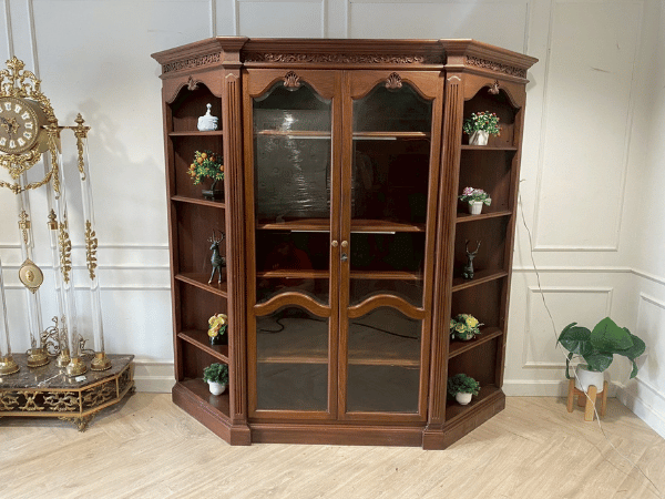 ตู้โชว์ไม้ 2 บานเปิด สไตล์วินเทจ (1)
