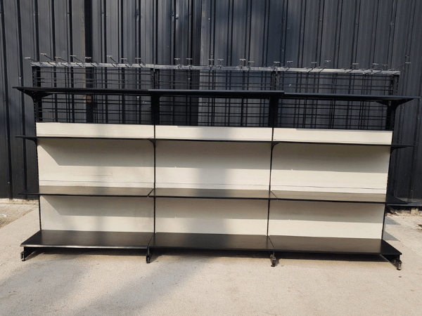 ชั้นวางสินค้า 2 ด้าน 4 ชั้นวาง 3 ช่อง โครงเหล็ก สีขาว (1)