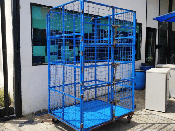รถเข็นตะแกรงทรงสูง โครงเหล็ก รถเข็นกระจายสินค้ามีล้อ (9)