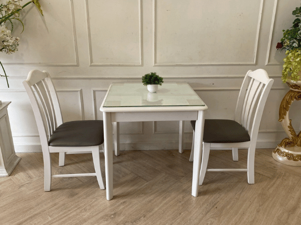 2-seat dining table set, glass top, modern style