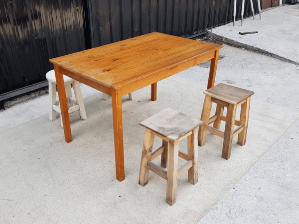 Wooden table set, restaurant, cafe, with 4 chairs