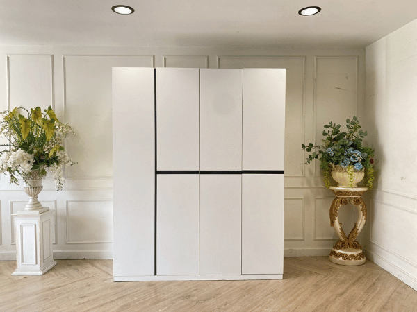 ตู้เสื้อผ้าไม้ 4 บานเปิด สีขาว สไตล์โมเดิร์น (1)