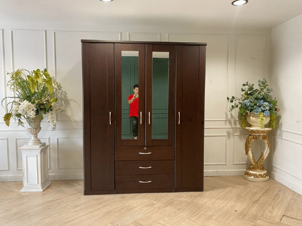 ตู้เสื้อผ้า 4 บานเปิด 3 ลิ้นชัก ท็อปกระจกเงา (1)