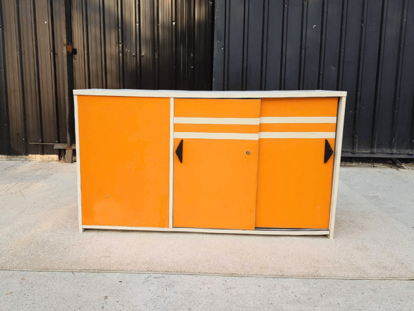 ตู้เอกสาร 2 บานเลื่อน โครงไม้ สีส้ม (1)