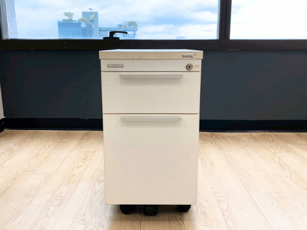 移动式双抽屉柜，白色，Modernform 品牌