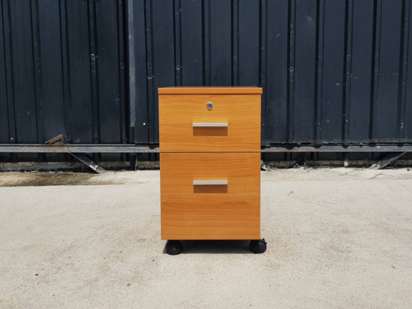 Mobile cabinet with 2 drawers, wood color