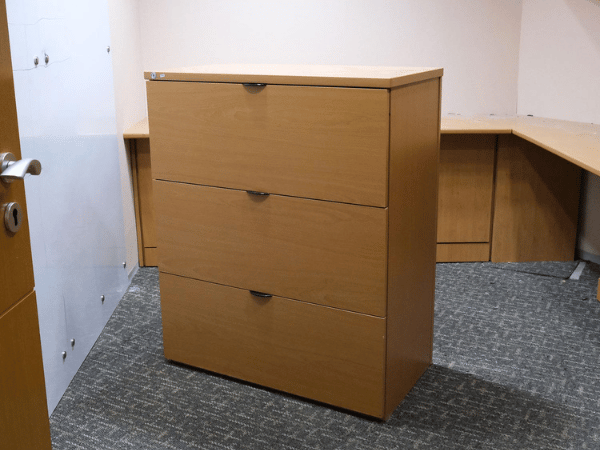 ตู้ไม้เก็บเอกสาร 3 ลิ้นชัก แบบแฟ้มแขวน สีน้ำตาล (2)