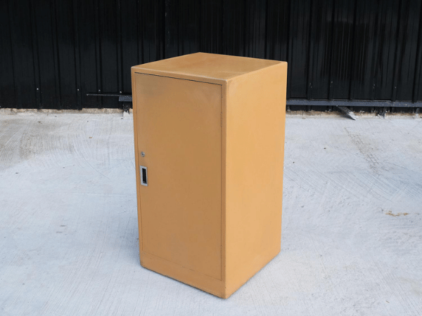 木质柜子，1门，橙色（高），带轮木质文件柜