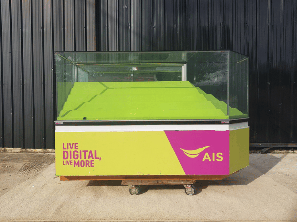 玻璃展示柜，电话展示柜，绿色