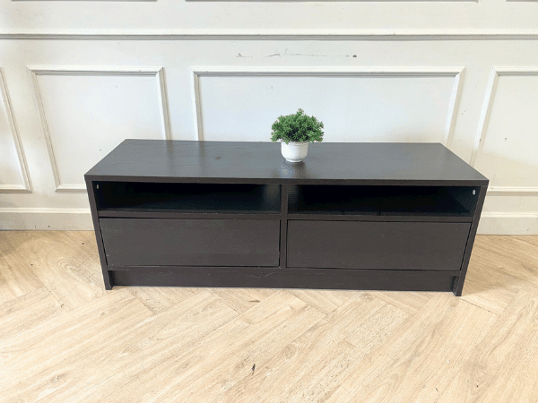 ตู้วางทีวี 2 ลิ้นชัก โครงไม้ สีดำ (2)