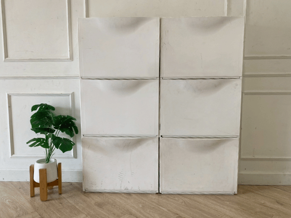 Shoe cabinet with 3 drawers, plastic, white