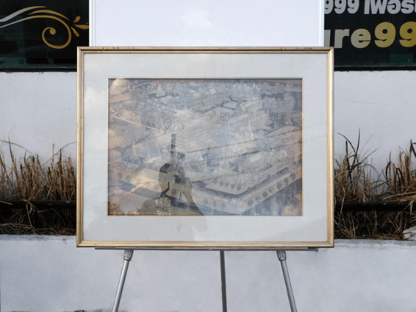Old city picture, gold frame no.1