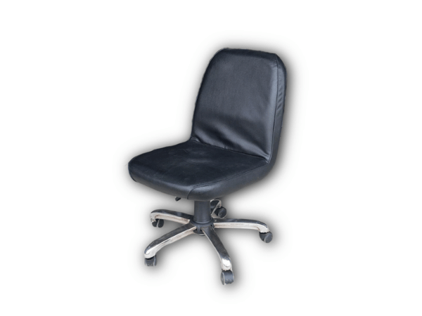 เก้าอี้สำนักงานหนังสีดำ ไม่มีแขน เก้าอี้ทำงานหนัง ขาเหล็ก (3)