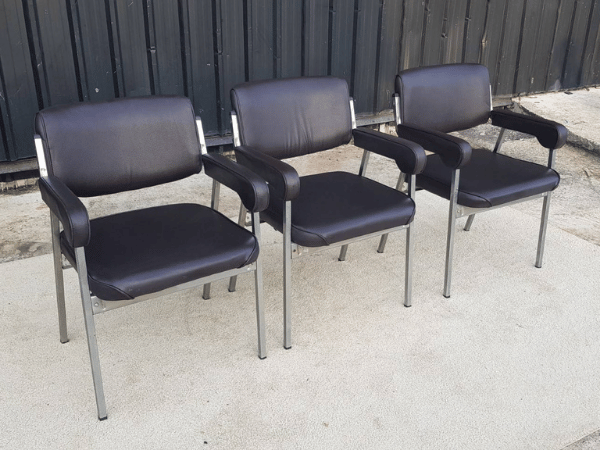 เก้าอี้สำนักงาน โครงเหล็ก เบาะหนัง สีดำ ยี่ห้อ Otani (11)