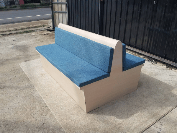 双面木凳，蓝色布艺坐垫