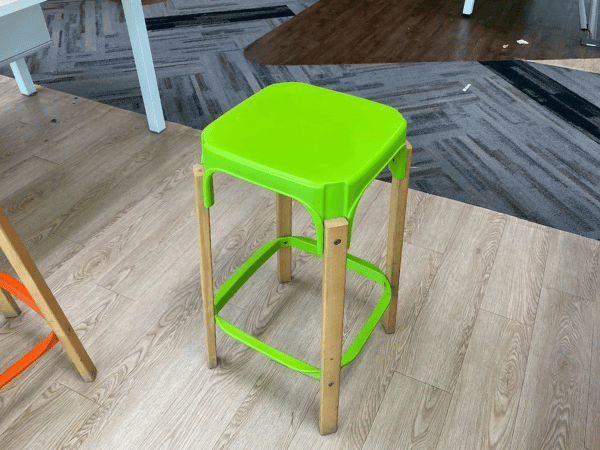Bar chair, wooden legs, white, orange, green, modern style