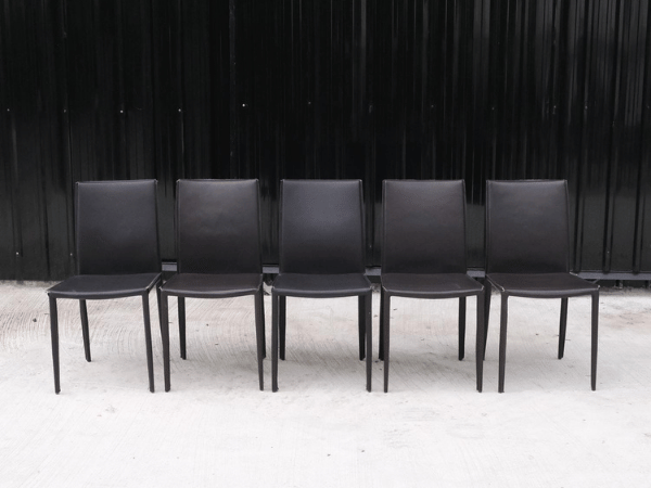 深棕色/黑色皮椅，餐椅餐厅椅