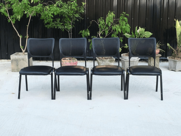 เก้าอี้เบาะหนัง พนักพิงตาข่าย สีดำ (1)