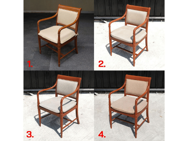 เก้าอี้โครงไม้สัก เบาะผ้า No.1 - No.4 (2)
