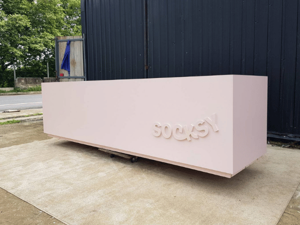 เคาน์เตอร์ไม้ 4 บานเลื่อน สีชมพู 300 cm (1)