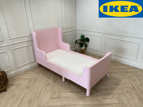 เตียงพร้อมที่นอน 3 ฟุต หนา 5 นิ้ว โครงไม้ สีชมพู ยี่ห้อ Ikea (1)