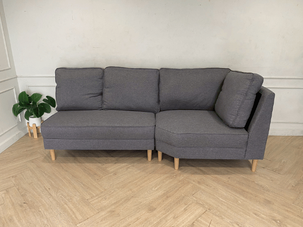 โซฟาเข้ามุม 3 ที่นั่ง โครงไม้ เบาะผ้า สีเทา *ของใหม่ยังไม่ผ่านการใช้งาน (1)