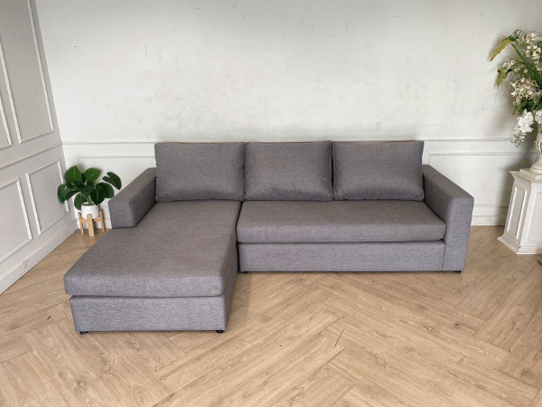โซฟาเข้ามุมL 3 ที่นั่ง เบาะผ้า สีเทา (1)