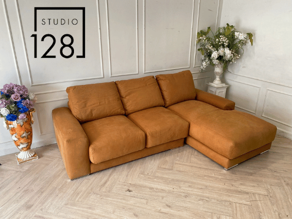 โซฟาเข้ามุมL 3 ที่นั่ง หนังแท้ สีน้ำตาล ยี่ห้อ STUDIO128 (1)