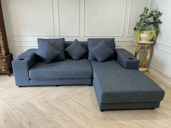โซฟาเบด 3 ที่นั่ง เบาะผ้า สีน้ำเงิน ยี่ห้อ In House (1)