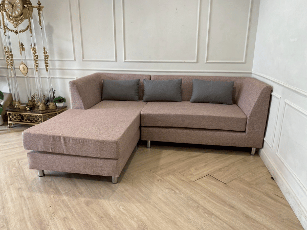 โซฟาเข้ามุมแอลขวา 2 ที่นั่ง เบาะผ้า สีน้ำตาล *ของใหม่ยังไม่ผ่านการใช้งาน (1)