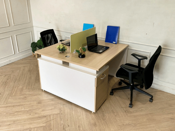 โต๊ะทำงาน 2 ที่นั่ง พร้อมตู้เอกสาร ยี่ห้อ Work Station (1)