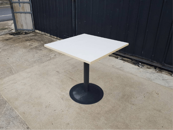 Wooden table, steel legs, 75x75 cm