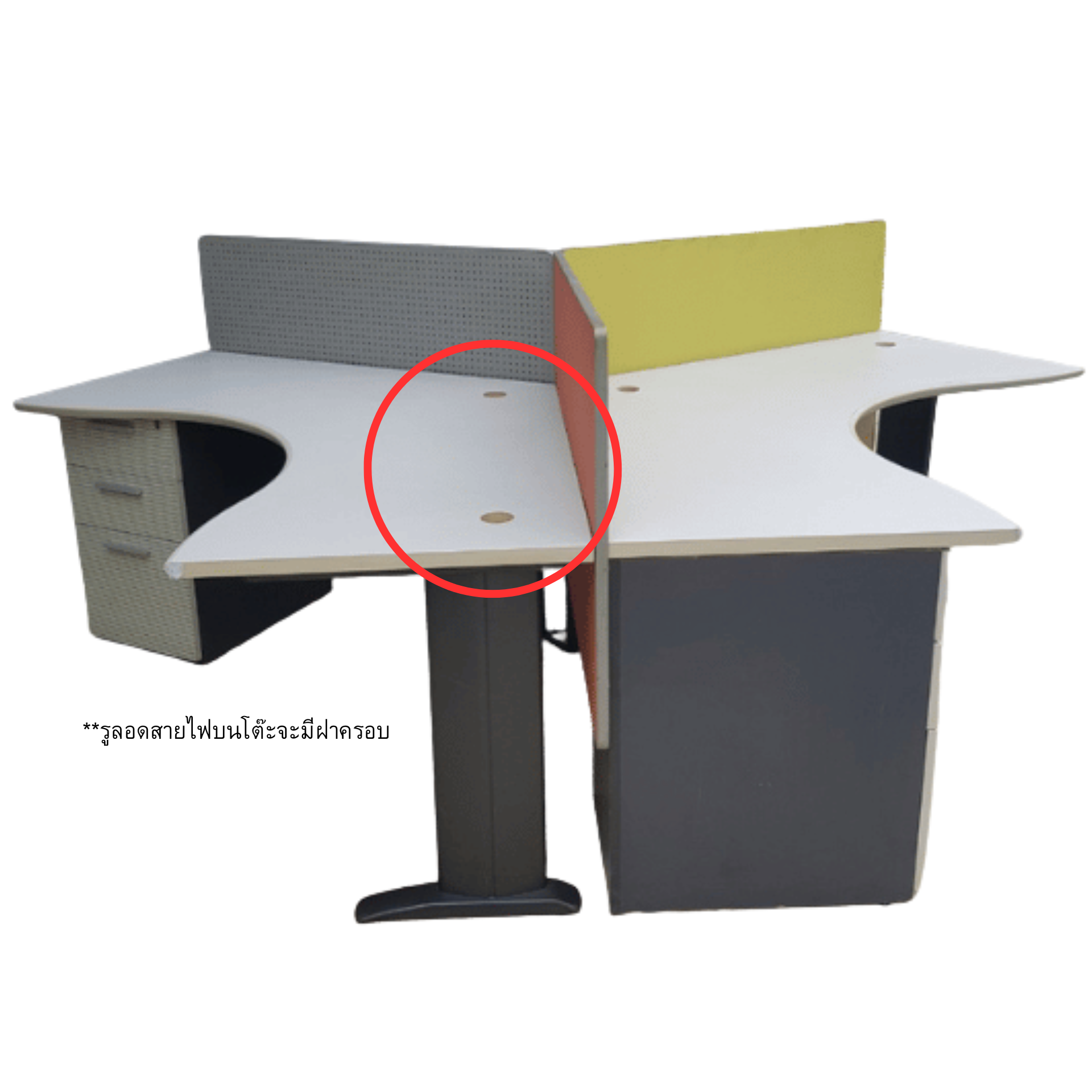 โต๊ะทำงานกลุ่ม 3 ที่นั่ง แบรนด์ UB ขาเหล็ก +ตู้ 3 ลิ้นชัก 3 ใบ +พาทิชั่นบนโต๊ะ 3 แผ่น (2)